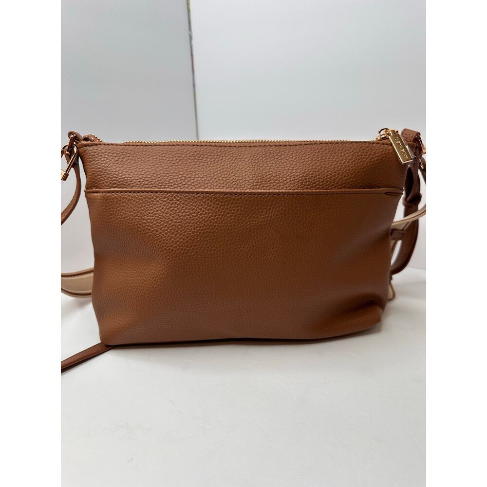 Anne Klein Crossbody Bag Purse Leather Logo Adjustable Straps Accessories Brown - Picture 5 of 9